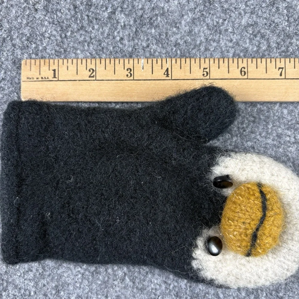 Knitwits DeLux 3D Penguin Mittens Women One Size Black Wool Knit Novelty Winter